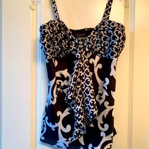 WHBM Black & White Halter/Sleeveless Top | Womens Size 2